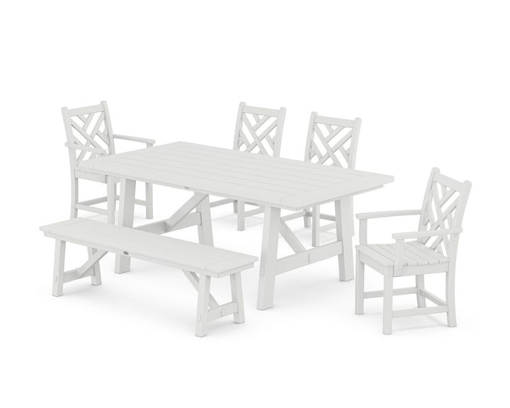 POLYWOOD® Chippendale 6-Piece Rustic Farmhouse Dining Set With Bench