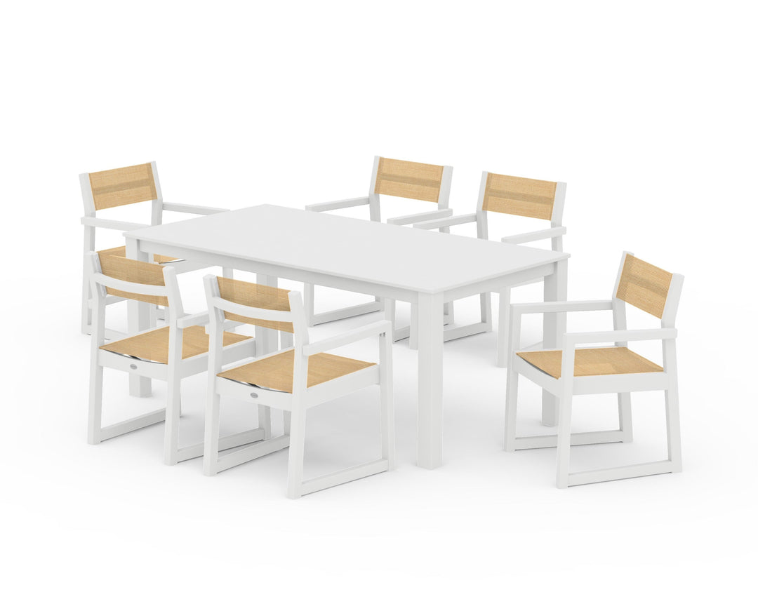 POLYWOOD® EDGE Sling Arm Chair 7-Piece Parsons Dining Set