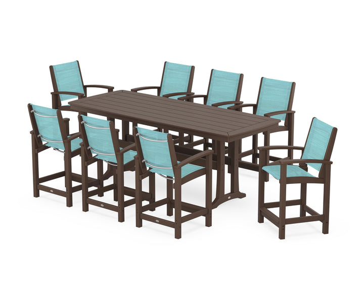 POLYWOOD® Coastal 9-Piece Counter Set with Trestle Legs