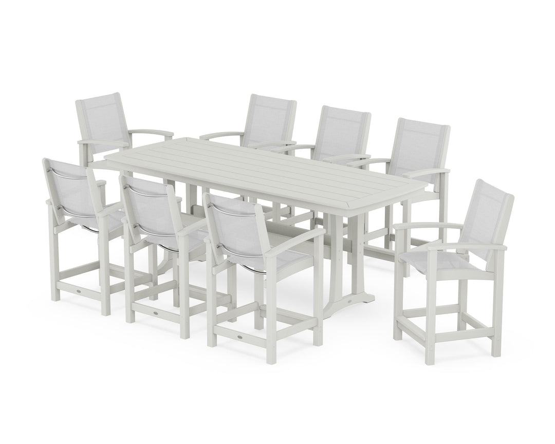 POLYWOOD® Coastal 9-Piece Counter Set with Trestle Legs