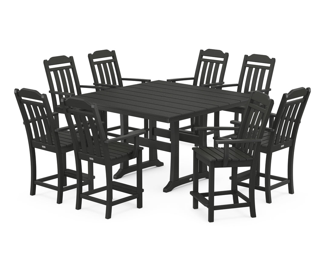 Country Living Cottage 9-Piece Square Farmhouse Counter Set with Trestle Legs