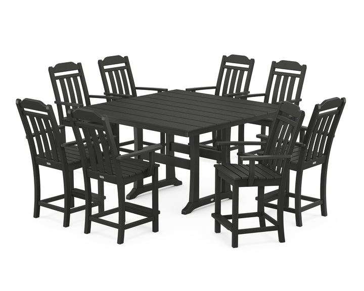 Country Living Cottage 9-Piece Square Farmhouse Counter Set with Trestle Legs