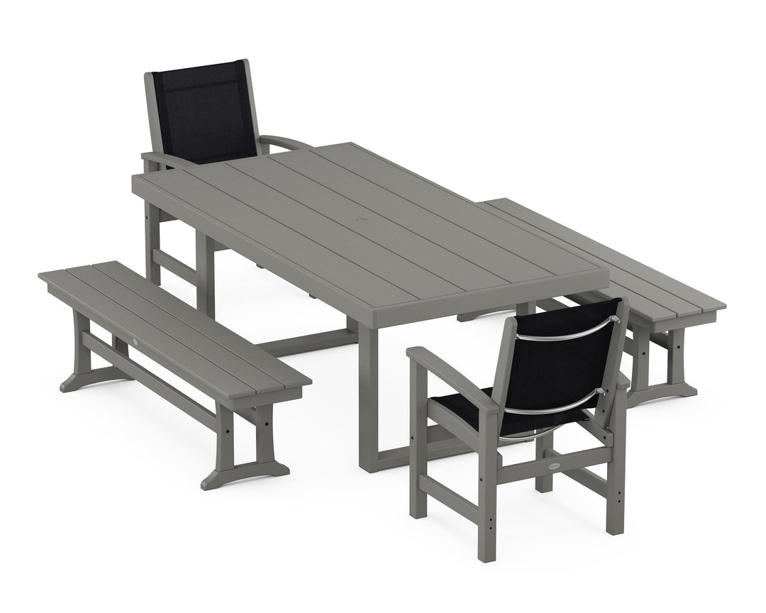 POLYWOOD® Coastal 5-Piece Dining Set with Trestle Legs