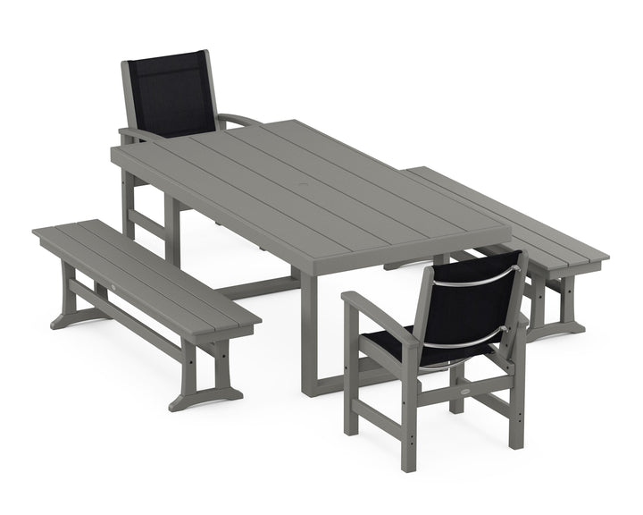 POLYWOOD® Coastal 5-Piece Dining Set with Trestle Legs