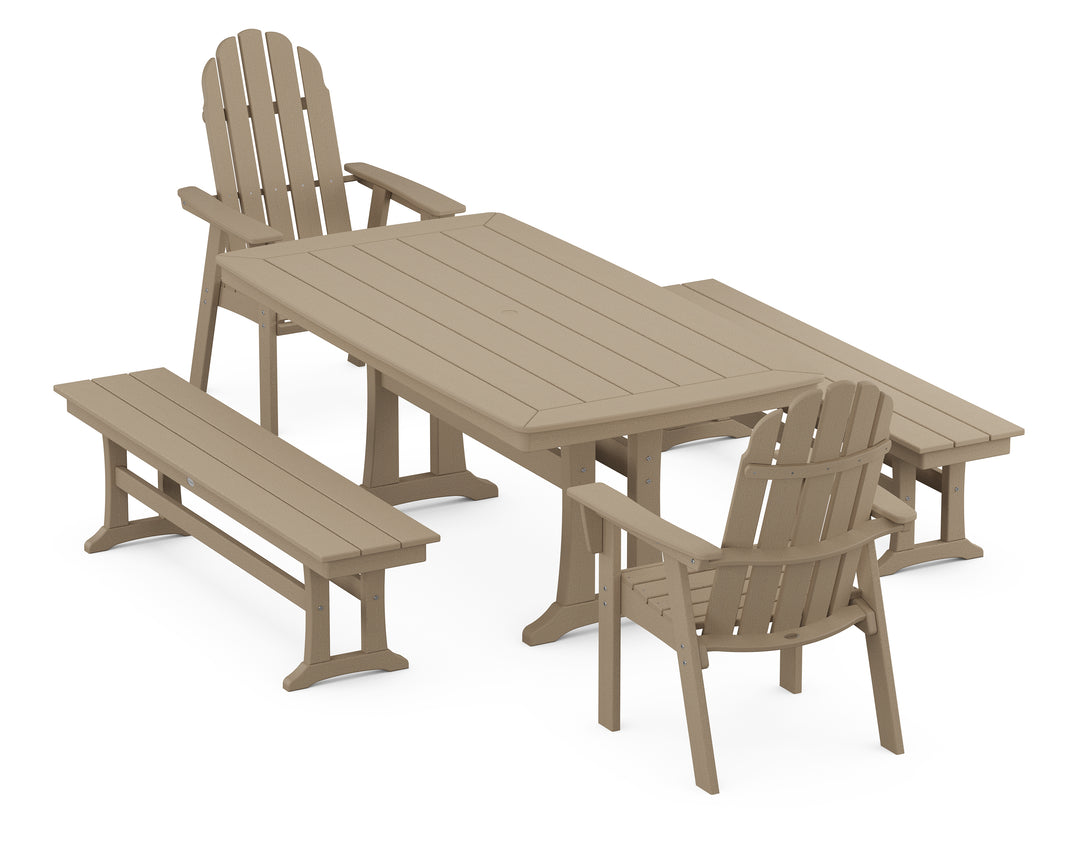 POLYWOOD® Vineyard Adirondack 5-Piece Dining Set with Trestle Legs