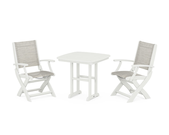 POLYWOOD® Coastal Folding Chair 3-Piece Dining Set