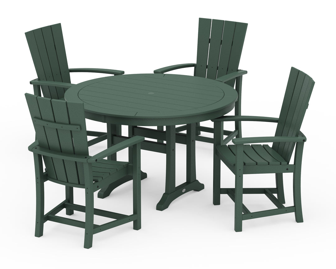 POLYWOOD® Quattro 5-Piece Round Dining Set with Trestle Legs