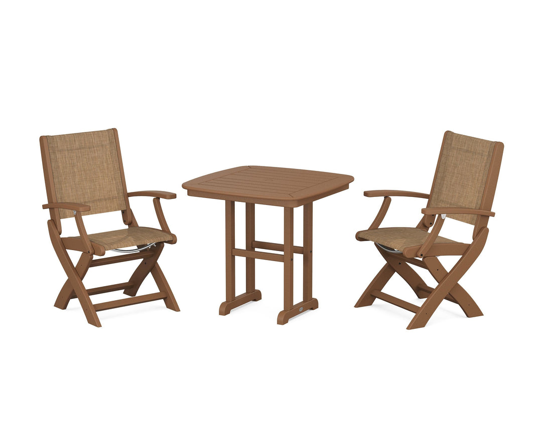 POLYWOOD® Coastal Folding Chair 3-Piece Dining Set