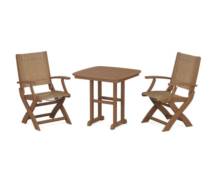 POLYWOOD® Coastal Folding Chair 3-Piece Dining Set