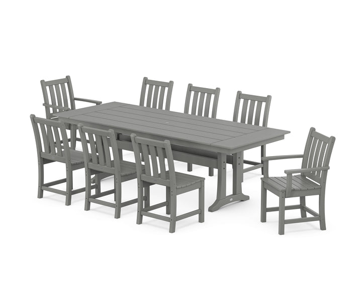 POLYWOOD® Traditional Garden 9-Piece Farmhouse Dining Set with Trestle Legs