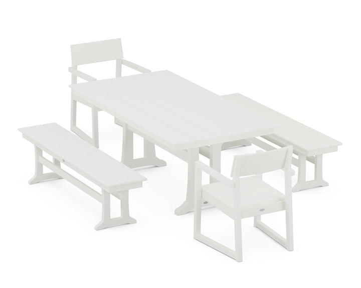 POLYWOOD® EDGE 5-Piece Farmhouse Dining Set With Trestle Legs