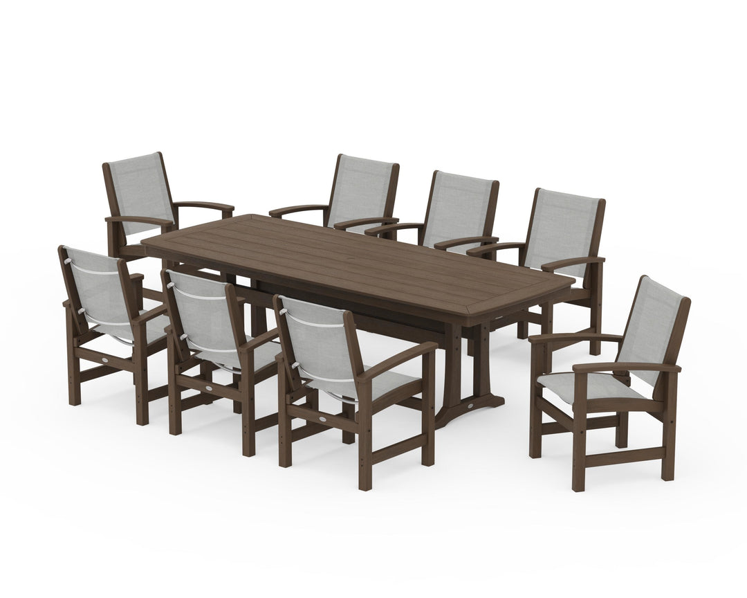 POLYWOOD® Coastal 9-Piece Dining Set with Trestle Legs