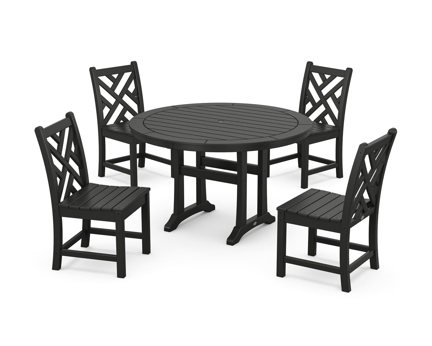 Chippendale Side Chair 5-Piece Round Dining Set With Trestle Legs