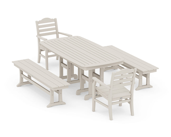 POLYWOOD® Savannah 5-Piece Dining Set with Benches
