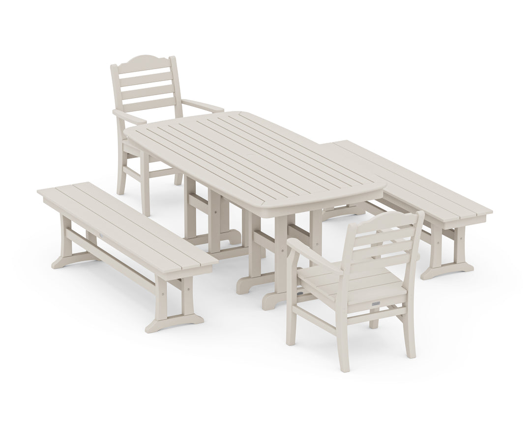 POLYWOOD® Savannah 5-Piece Dining Set with Benches