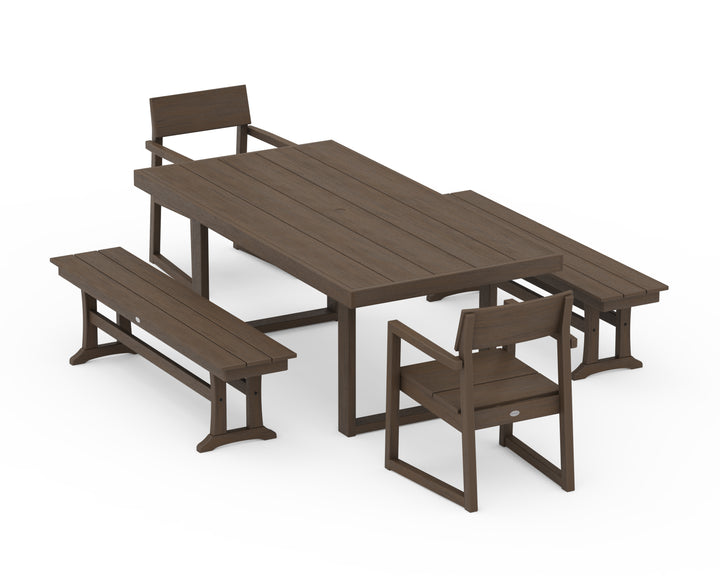 POLYWOOD® EDGE 5-Piece Dining Set with Benches