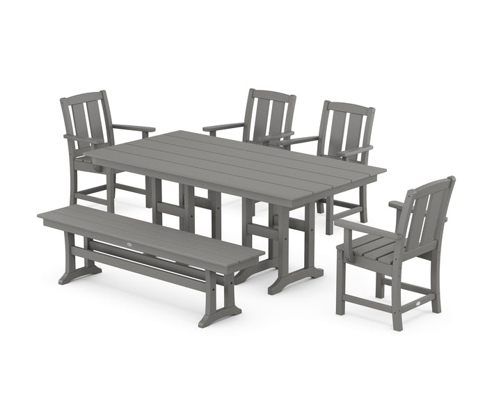 POLYWOOD® Mission 6-Piece Farmhouse Dining Set with Bench