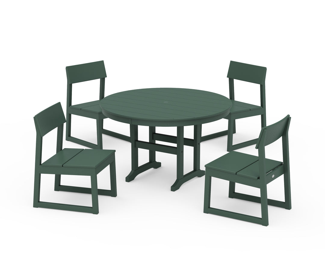 POLYWOOD® EDGE Side Chair 5-Piece Round Farmhouse Dining Set