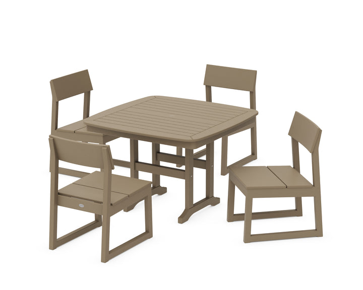 POLYWOOD® EDGE Side Chair 5-Piece Dining Set with Trestle Legs
