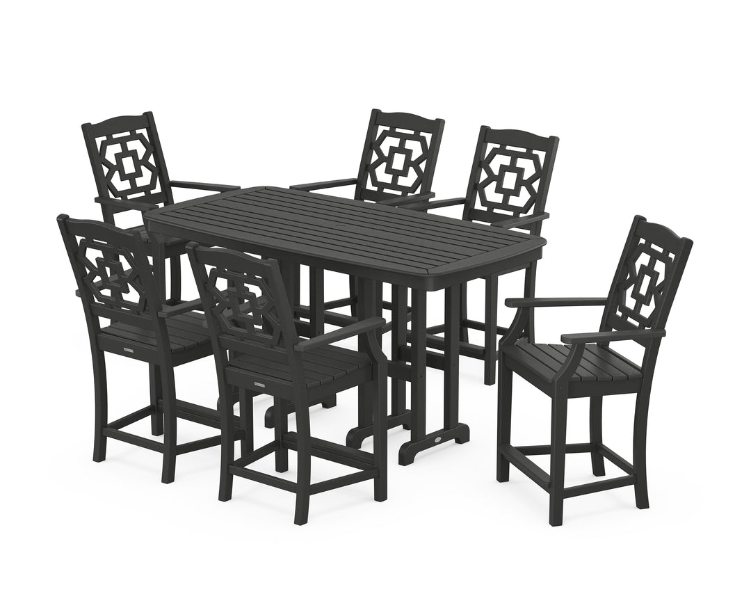 Martha Stewart by POLYWOOD® Chinoiserie Arm Chair 7-Piece Counter Set