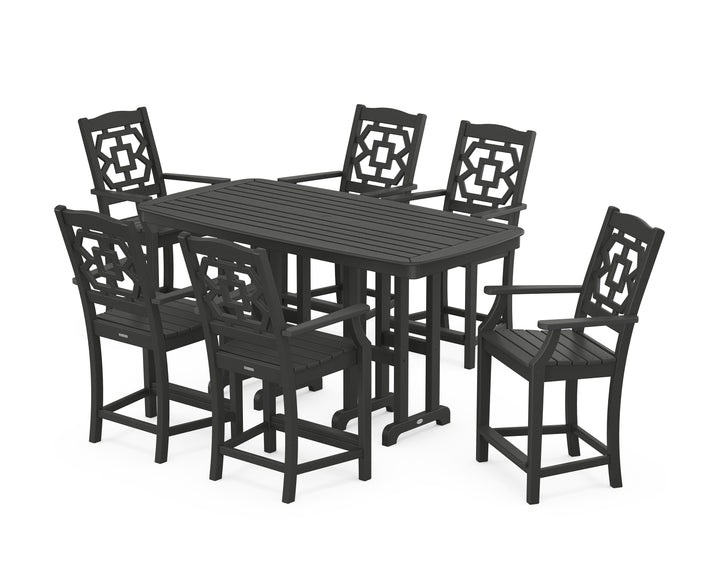 Martha Stewart by POLYWOOD® Chinoiserie Arm Chair 7-Piece Counter Set