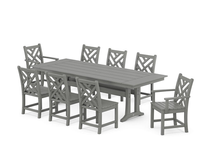 POLYWOOD® Chippendale 9-Piece Farmhouse Dining Set with Trestle Legs