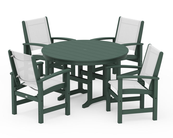 POLYWOOD® Coastal 5-Piece Round Farmhouse Dining Set