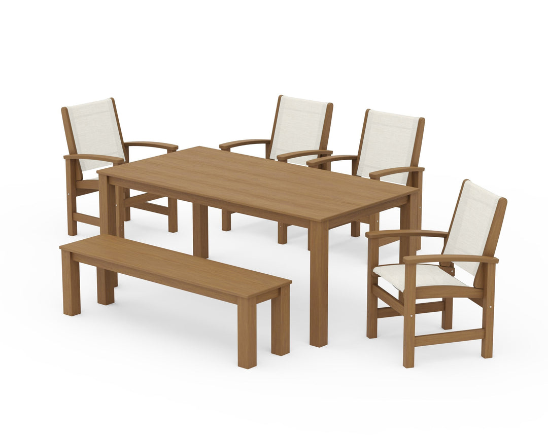 POLYWOOD® Coastal 6-Piece Parsons Dining Set with Bench