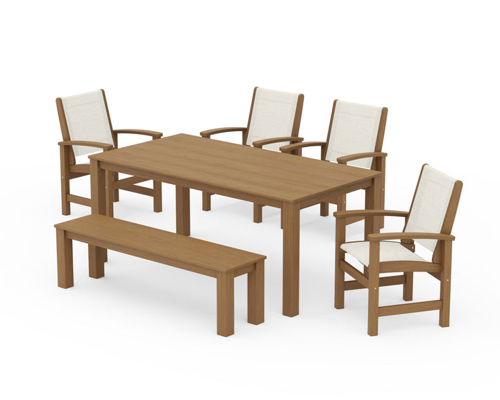 POLYWOOD® Coastal 6-Piece Parsons Dining Set with Bench