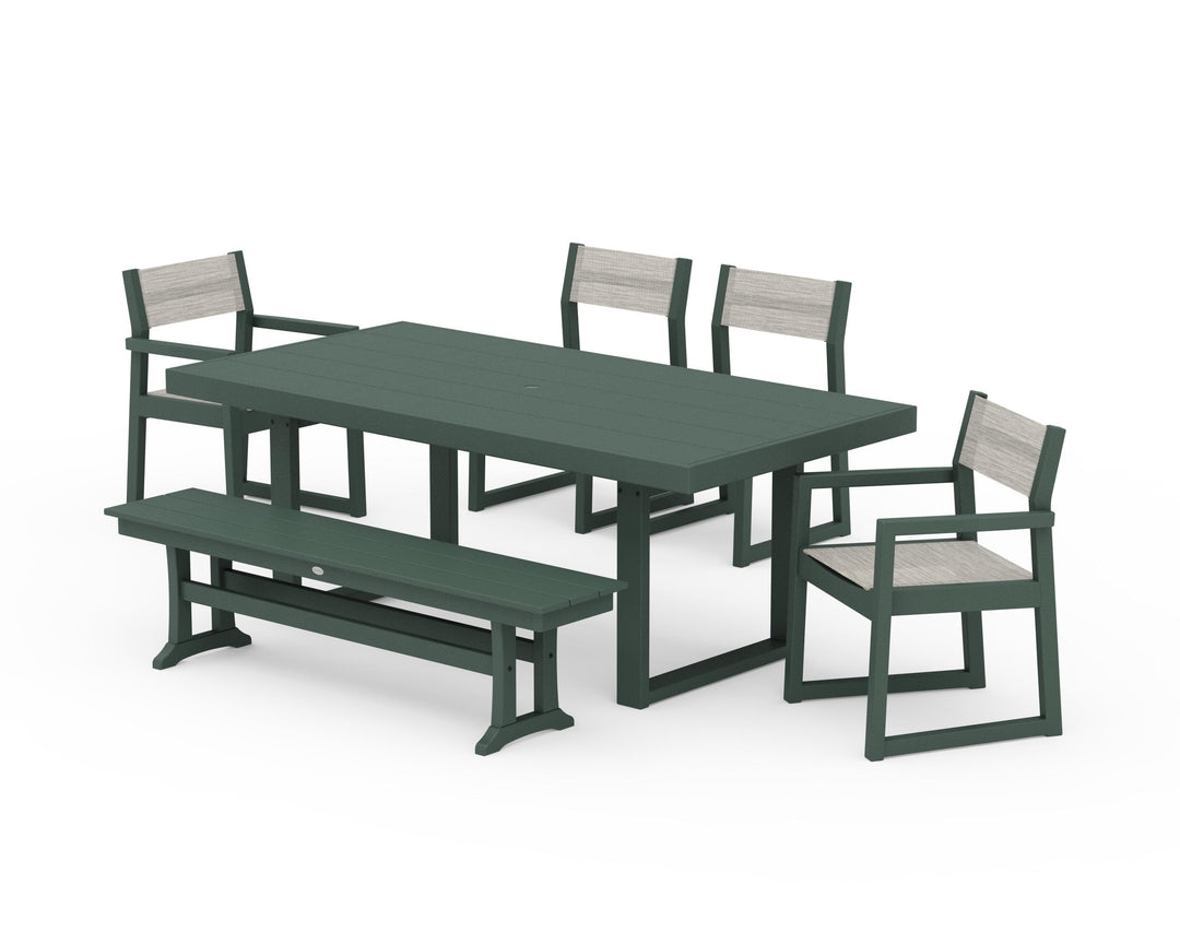 POLYWOOD® EDGE Sling 6-Piece Dining Set with Bench