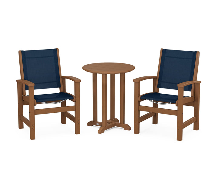 POLYWOOD® Coastal 3-Piece Round Bistro Dining Set