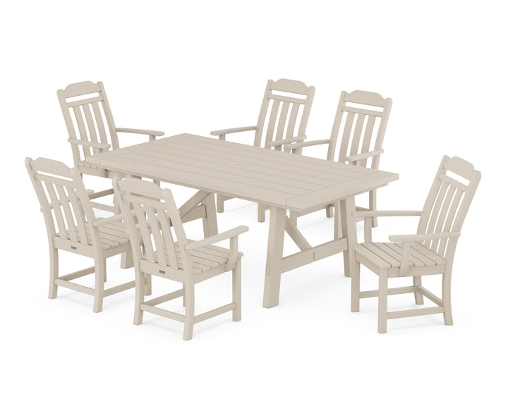 Country Living Cottage Arm Chair 7-Piece Rustic Farmhouse Dining Set