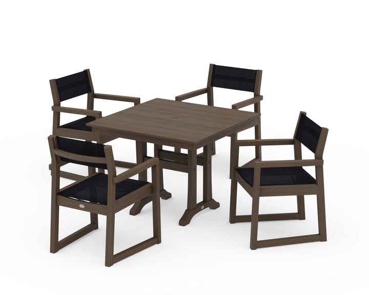 POLYWOOD® EDGE Sling 5-Piece Farmhouse Dining Set with Trestle Legs