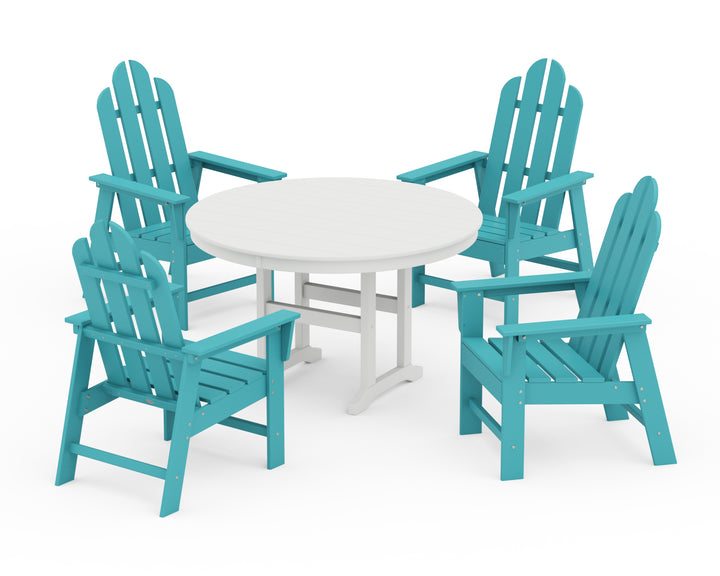 POLYWOOD® Long Island 5-Piece Round Farmhouse Dining Set