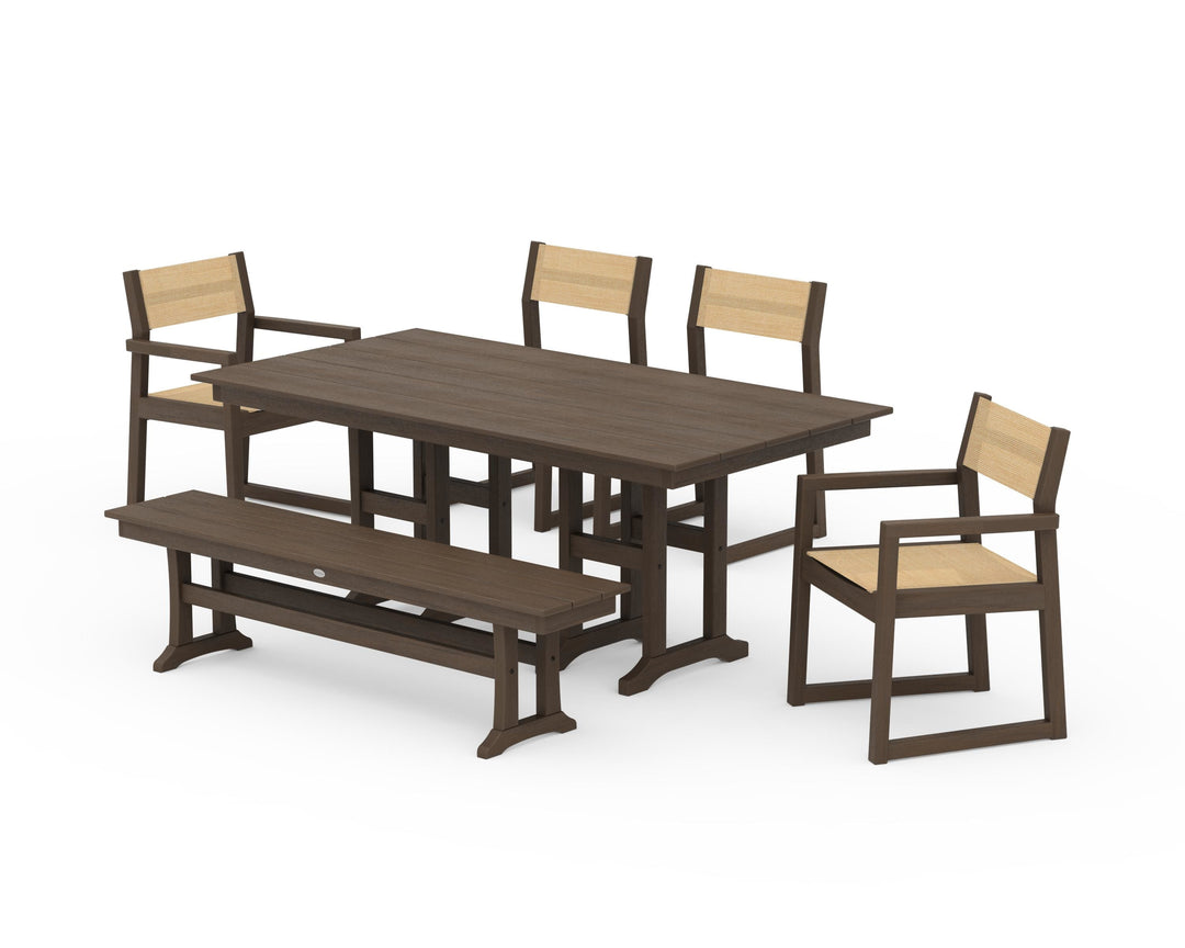 POLYWOOD® EDGE Sling 6-Piece Farmhouse Dining Set