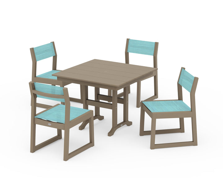 POLYWOOD® EDGE Sling Side Chair 5-Piece Farmhouse Dining Set