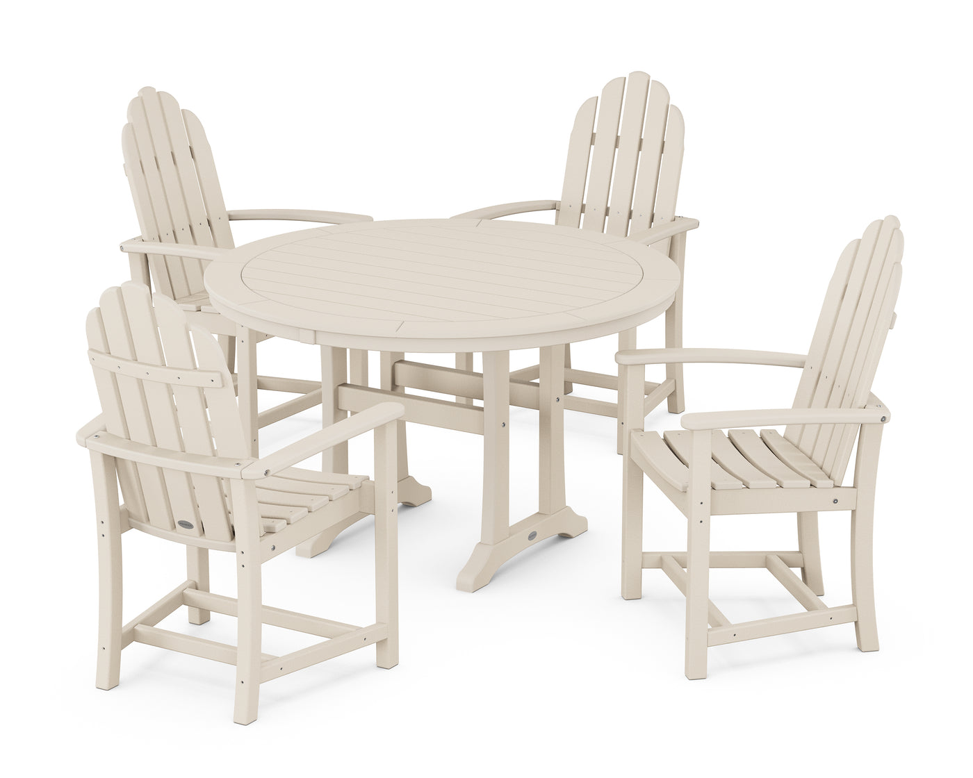 Classic Adirondack 5-Piece Round Dining Set with Trestle Legs