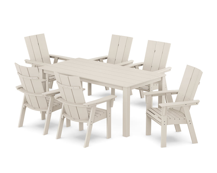 POLYWOOD® Modern Curveback Adirondack 7-Piece Parsons Dining Set