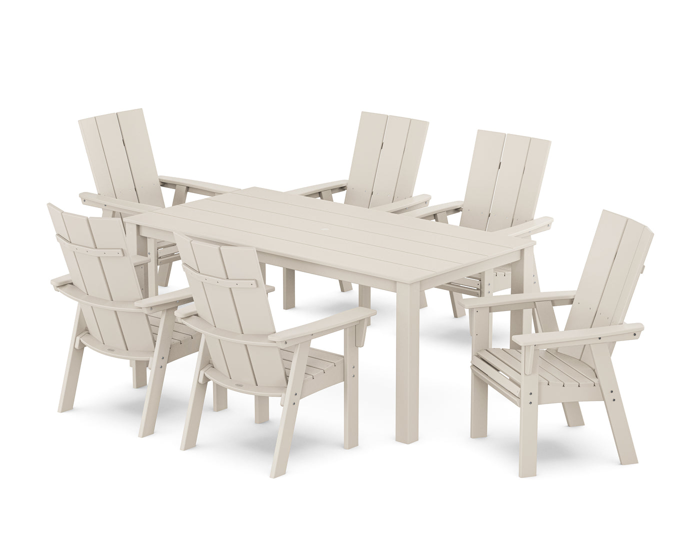 Modern Curveback Adirondack 7-Piece Parsons Dining Set