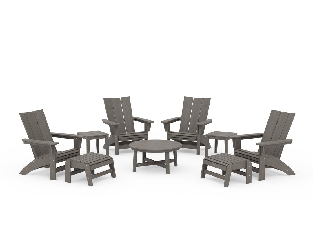 POLYWOOD® Modern Grand Adirondack 9-Piece Conversation Set