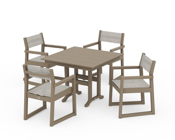 POLYWOOD® EDGE Sling Arm Chair 5-Piece Farmhouse Dining Set