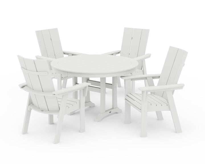 POLYWOOD® Modern Curveback Adirondack 5-Piece Nautical Trestle Dining Set