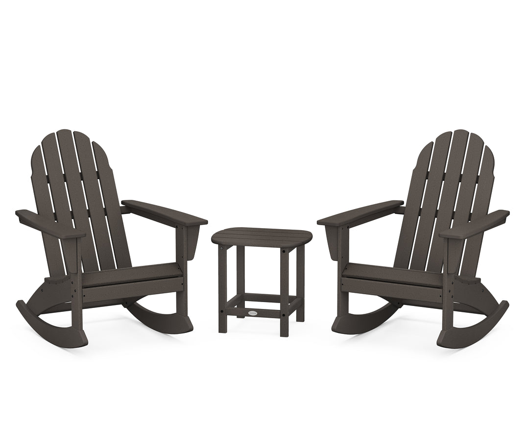 POLYWOOD® Vineyard 3-Piece Adirondack Rocking Chair Set with South Beach 18" Side Table