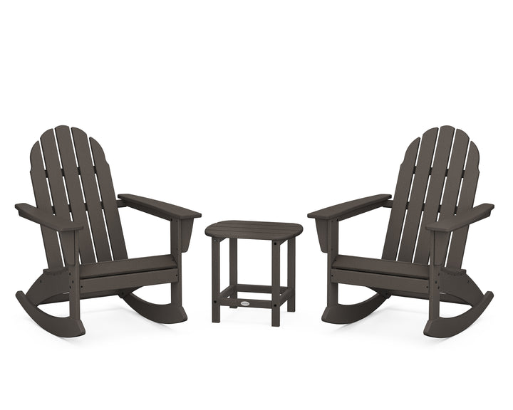 POLYWOOD® Vineyard 3-Piece Adirondack Rocking Chair Set with South Beach 18" Side Table