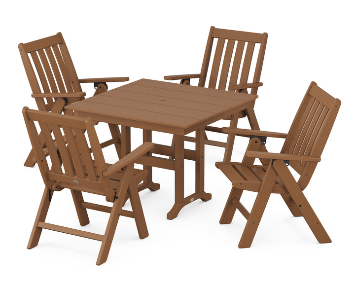 POLYWOOD® Vineyard Folding Chair 5-Piece Farmhouse Dining Set