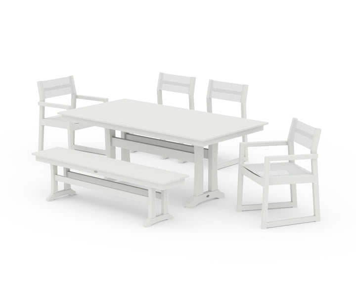 POLYWOOD® EDGE Sling 6-Piece Farmhouse Dining Set With Trestle Legs