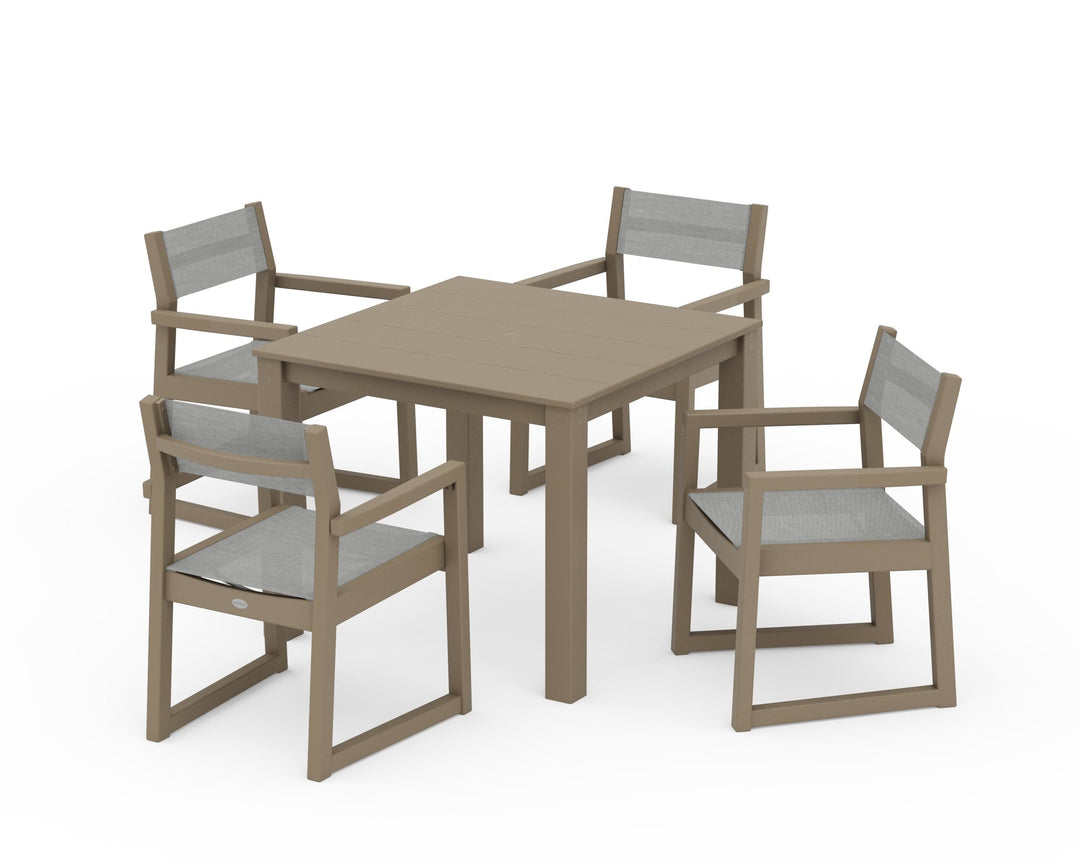 POLYWOOD® EDGE Sling Arm Chair 5-Piece Parsons Dining Set