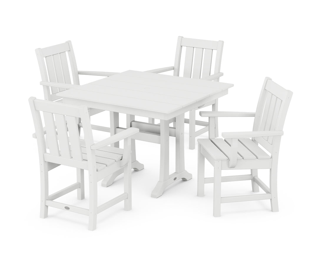 POLYWOOD® Oxford 5-Piece Farmhouse Dining Set with Trestle Legs