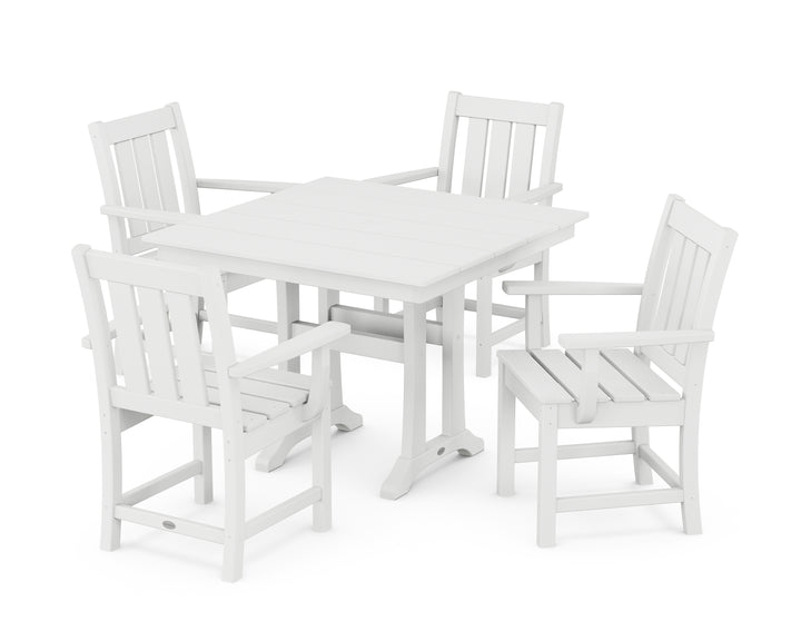 POLYWOOD® Oxford 5-Piece Farmhouse Dining Set with Trestle Legs