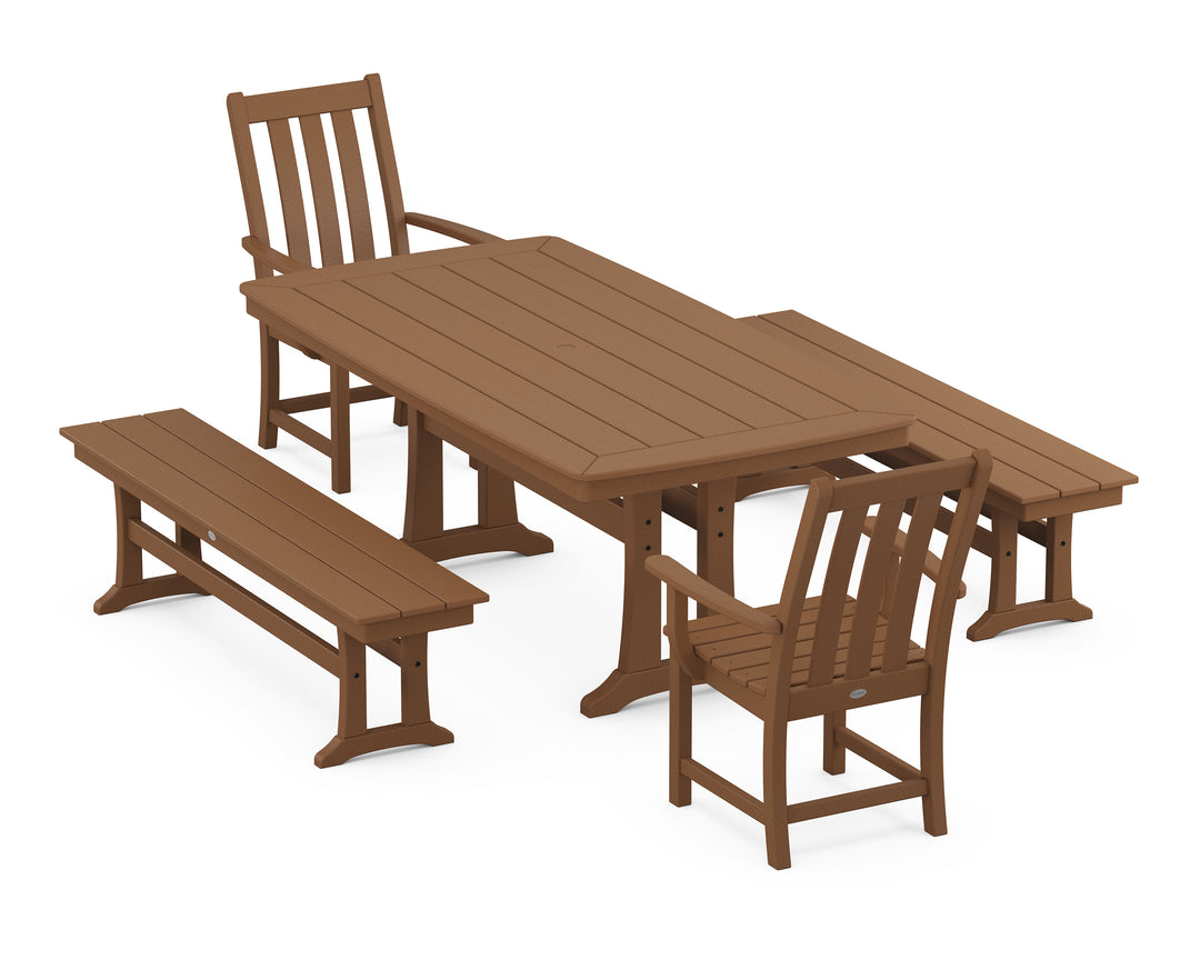 POLYWOOD® Vineyard 5-Piece Dining Set with Trestle Legs